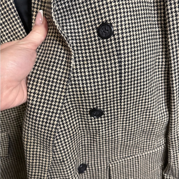 Vintage RARE Guy Laroche 100% Silk Houndstooth Blazer Men’s 40R Double Breasted - Picture 7 of 12
